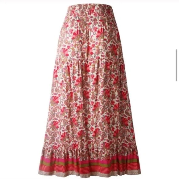 HP! Boho Pink & Red Floral High Low Maxi Skirt - Picture 5 of 9